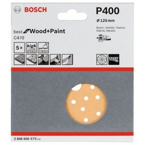  C470 Best for Wood and Paint Schleifpapier für Exzenterschleifer Bosch Schleifblatt C470, 5er-Pack, für Exzenterschleifer 12376444