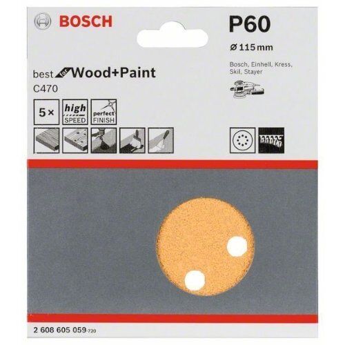  C470 Best for Wood and Paint Schleifpapier für Exzenterschleifer Bosch Schleifblatt C470, 5er-Pack, für Exzenterschleifer 12376469