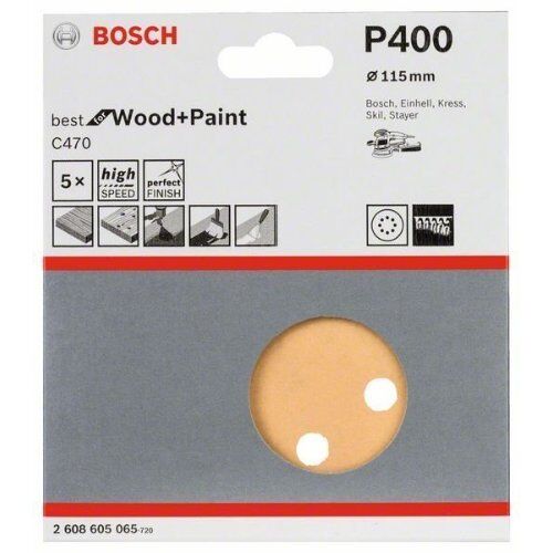  C470 Best for Wood and Paint Schleifpapier für Exzenterschleifer Bosch Schleifblatt C470, 5er-Pack, für Exzenterschleifer 12376453