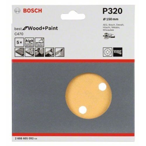  C470 Best for Wood and Paint Schleifpapier für Exzenterschleifer Bosch Schleifblatt C470, 5er-Pack, für Exzenterschleifer 12376468