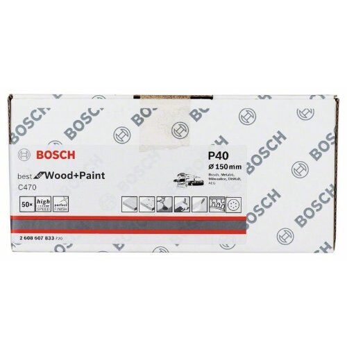  C470 Best for Wood and Paint Schleifpapier für Exzenterschleifer Bosch Schleifblatt C470, 50er-Pack, für Exzenterschleifer 12376470