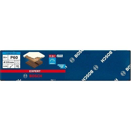  EXPERT C470 Schleifblatt mit 19 Löchern für Trockenbauschleifer Bosch EXPERT C470 Schleifpapier mit 19 Löchern für Trockenbauschleifer, 225 mm, G 60, 25-tlg., für Trockenbauschleifer 12376388