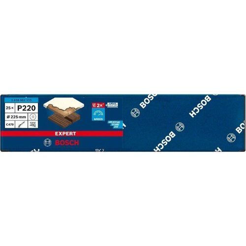  EXPERT C470 Schleifblatt mit 19 Löchern für Trockenbauschleifer Bosch EXPERT C470 Schleifpapier mit 19 Löchern für Trockenbauschleifer, 225 mm, G 220, 25-tlg., für Trockenbauschleifer 12376394