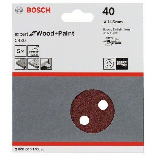  C430 Expert for Wood Schleifpapier für Exzenterschleifer Bosch Schleifblatt C430, 5er-Pack, für Exzenterschleifer 12376514