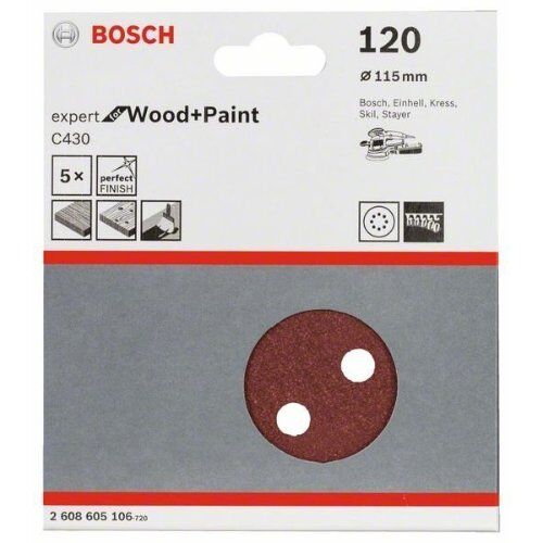  C430 Expert for Wood Schleifpapier für Exzenterschleifer Bosch Schleifblatt C430, 5er-Pack, für Exzenterschleifer 12376516