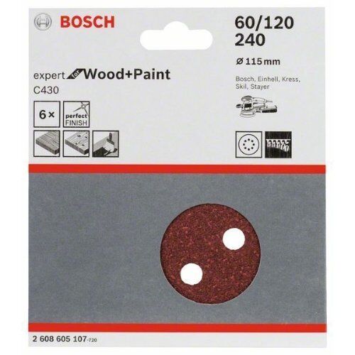  C430 Expert for Wood Schleifpapier für Exzenterschleifer Bosch Schleifblatt C430, 5er-Pack, für Exzenterschleifer 12376515