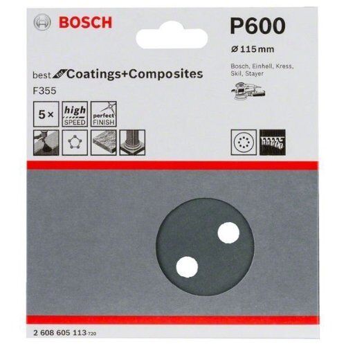  F355 Best for Coatings and Composites Schleifpapier für Exzenterschleifer Bosch Schleifblatt F355, 5er-Pack, für Exzenterschleifer 12376549