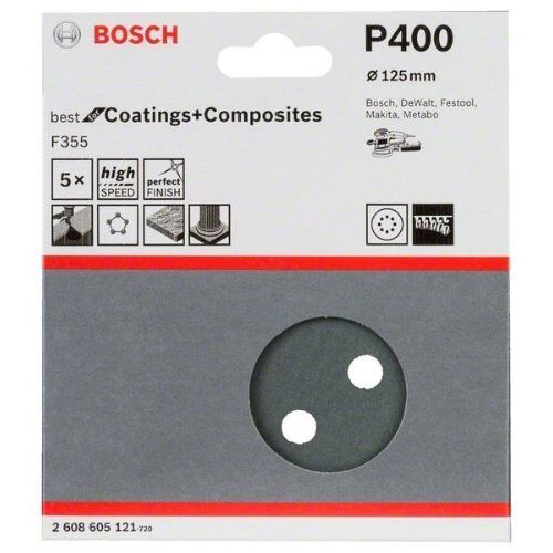  F355 Best for Coatings and Composites Schleifpapier für Exzenterschleifer Bosch Schleifblatt F355, 5er-Pack, für Exzenterschleifer 12376556