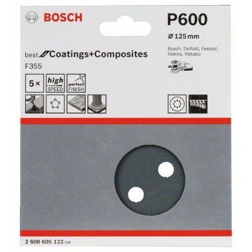  F355 Best for Coatings and Composites Schleifpapier für Exzenterschleifer Bosch Schleifblatt F355, 5er-Pack, für Exzenterschleifer 12376552