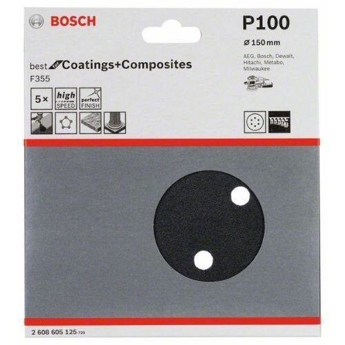  F355 Best for Coatings and Composites Schleifpapier für Exzenterschleifer Bosch Schleifblatt F355, 5er-Pack, für Exzenterschleifer 12376546