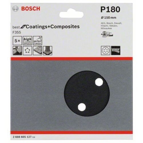  F355 Best for Coatings and Composites Schleifpapier für Exzenterschleifer Bosch Schleifblatt F355, 5er-Pack, für Exzenterschleifer 12376535