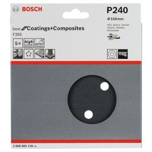  F355 Best for Coatings and Composites Schleifpapier für Exzenterschleifer Bosch Schleifblatt F355, 5er-Pack, für Exzenterschleifer 12376550