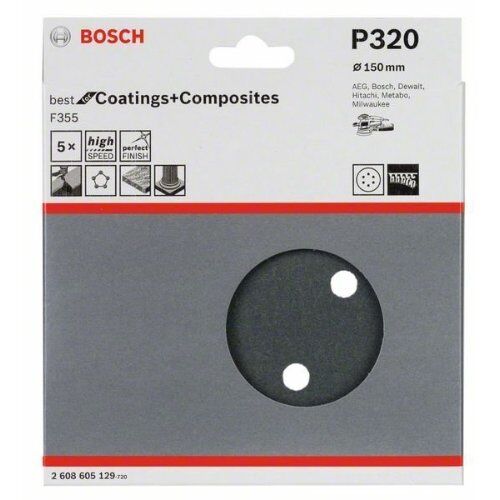  F355 Best for Coatings and Composites Schleifpapier für Exzenterschleifer Bosch Schleifblatt F355, 5er-Pack, für Exzenterschleifer 12376558