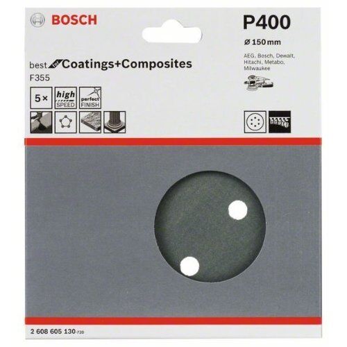  F355 Best for Coatings and Composites Schleifpapier für Exzenterschleifer Bosch Schleifblatt F355, 5er-Pack, für Exzenterschleifer 12376541