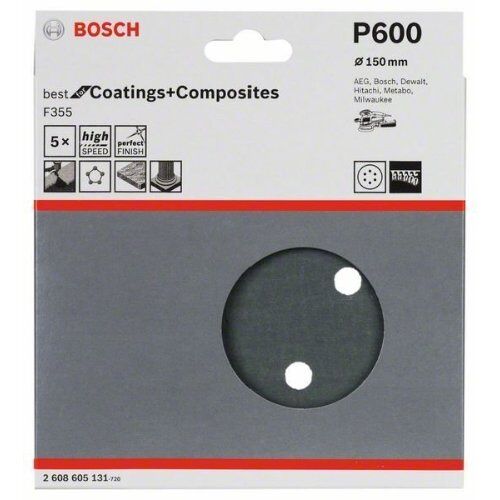  F355 Best for Coatings and Composites Schleifpapier für Exzenterschleifer Bosch Schleifblatt F355, 5er-Pack, für Exzenterschleifer 12376554