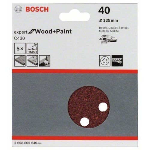  C430 Expert for Wood Schleifpapier für Exzenterschleifer Bosch Schleifblatt C430, 5er-Pack, für Exzenterschleifer 12376529