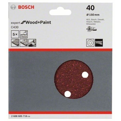  C430 Expert for Wood Schleifpapier für Exzenterschleifer Bosch Schleifblatt C430, 5er-Pack, für Exzenterschleifer 12376533