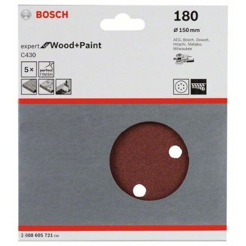  C430 Expert for Wood Schleifpapier für Exzenterschleifer Bosch Schleifblatt C430, 5er-Pack, für Exzenterschleifer 12376525