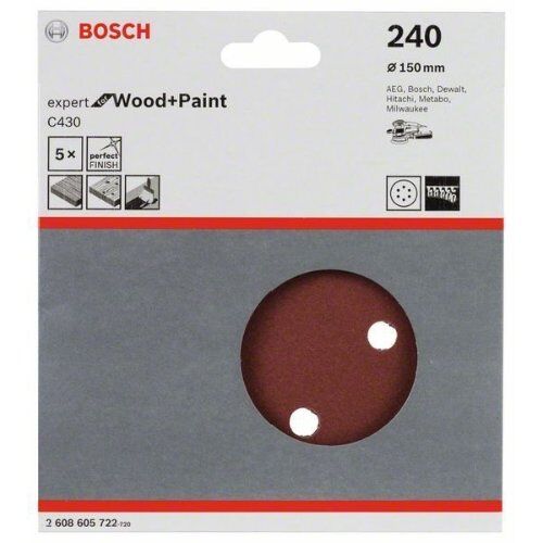  C430 Expert for Wood Schleifpapier für Exzenterschleifer Bosch Schleifblatt C430, 5er-Pack, für Exzenterschleifer 12376526