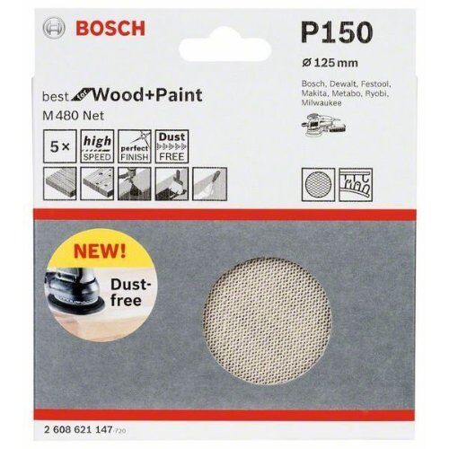  M480 Best for Wood and Paint Schleifnetze für Exzenterschleifer Bosch Schleifblatt, für Exzenterschleifer 12376598