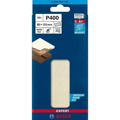  EXPERT M480 Schleifnetze für Schwingschleifer Bosch EXPERT M480 Schleifnetz für Schwingschleifer, 80 x 133 mm, G 400, 10-tlg., für Exzenterschleifer 12375487
