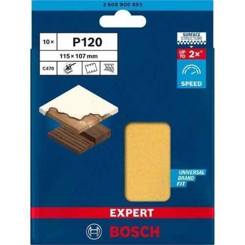  EXPERT C470 Schleifblatt mit 6 Löchern für Schwingschleifer Bosch EXPERT C470 Schleifpapier mit 6 Löchern für Schwingschleifer, 115 x 107 mm, G 120, 10-tlg., für Exzenterschleifer 12375530