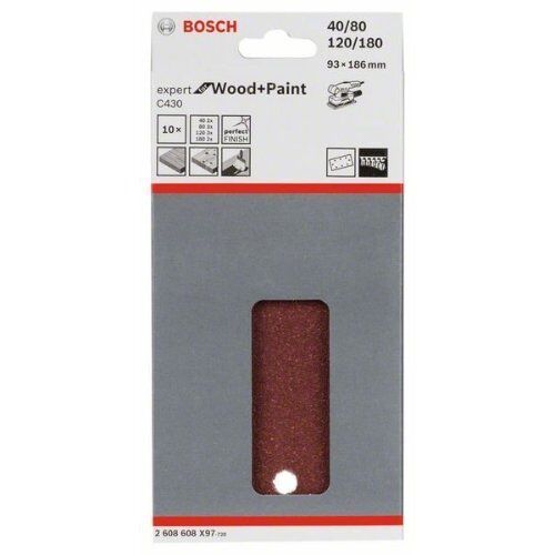  C430 Expert for Wood Schleifpapier für Schwingschleifer Bosch Schleifblatt C430, 10er-Pack, für Exzenterschleifer 12375711