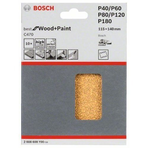  C470 Best for Wood and Paint Schleifpapier für Schwingschleifer Bosch Schleifblatt C470, 10er-Pack, für Exzenterschleifer 12375613