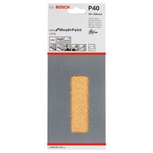  C470 Best for Wood and Paint Schleifpapier für Schwingschleifer Bosch Schleifblatt C470, 10er-Pack, für Exzenterschleifer 12375601