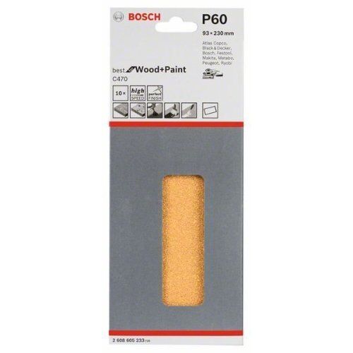  C470 Best for Wood and Paint Schleifpapier für Schwingschleifer Bosch Schleifblatt C470, 10er-Pack, für Exzenterschleifer 12375623