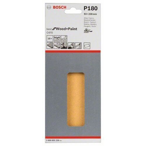  C470 Best for Wood and Paint Schleifpapier für Schwingschleifer Bosch Schleifblatt C470, 10er-Pack, für Exzenterschleifer 12375621