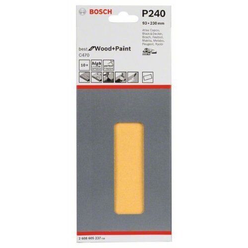 C470 Best for Wood and Paint Schleifpapier für Schwingschleifer Bosch Schleifblatt C470, 10er-Pack, für Exzenterschleifer 12375635