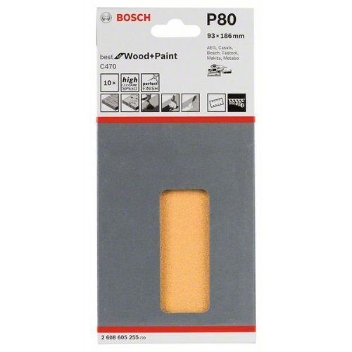  C470 Best for Wood and Paint Schleifpapier für Schwingschleifer Bosch Schleifblatt C470, 10er-Pack, für Exzenterschleifer 12375642