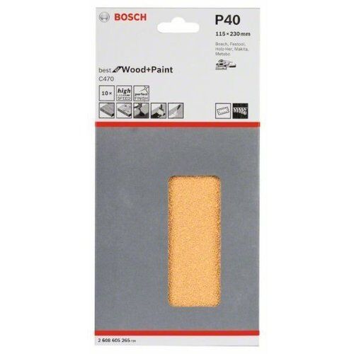  C470 Best for Wood and Paint Schleifpapier für Schwingschleifer Bosch Schleifblatt C470, 10er-Pack, für Exzenterschleifer 12375664