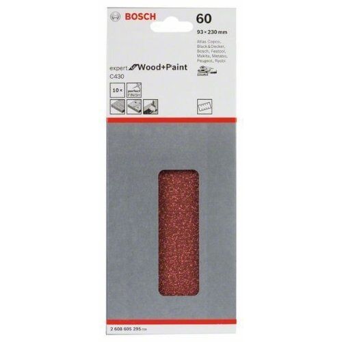  C430 Expert for Wood Schleifpapier für Schwingschleifer Bosch Schleifblatt C430, 10er-Pack, für Exzenterschleifer 12375686