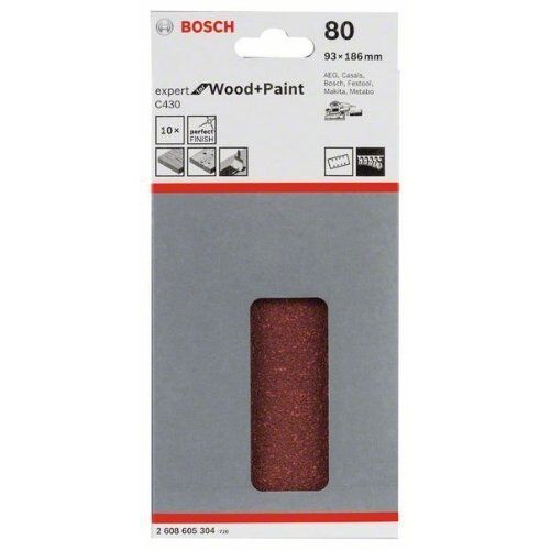  C430 Expert for Wood Schleifpapier für Schwingschleifer Bosch Schleifblatt C430, 10er-Pack, für Exzenterschleifer 12375709