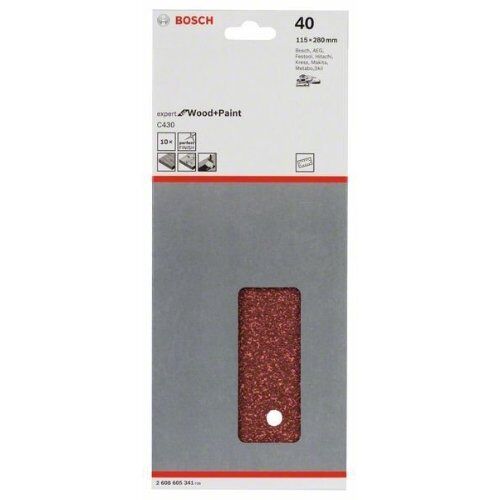  C430 Expert for Wood Schleifpapier für Schwingschleifer Bosch Schleifblatt C430, 10er-Pack, für Exzenterschleifer 12375685