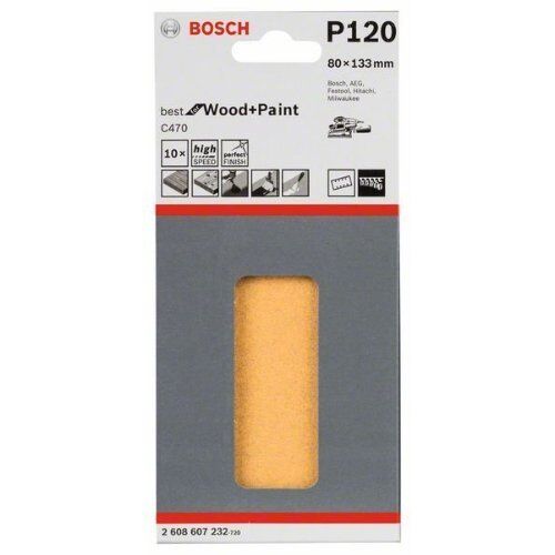  C470 Best for Wood and Paint Schleifpapier für Schwingschleifer Bosch Schleifblatt C470, 10er-Pack, für Exzenterschleifer 12375615