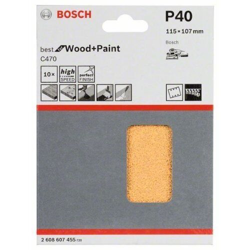  C470 Best for Wood and Paint Schleifpapier für Schwingschleifer Bosch Schleifblatt C470, 10er-Pack, für Exzenterschleifer 12375673