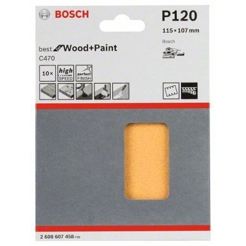  C470 Best for Wood and Paint Schleifpapier für Schwingschleifer Bosch Schleifblatt C470, 10er-Pack, für Exzenterschleifer 12375609