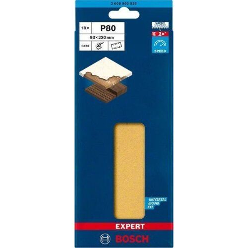  EXPERT C470 Schleifblatt mit 8 Löchern für Schwingschleifer Bosch EXPERT C470 Schleifpapier mit 8 Löchern für Schwingschleifer, 93 x 230 mm, G 80, 10-tlg., für Exzenterschleifer 12375541