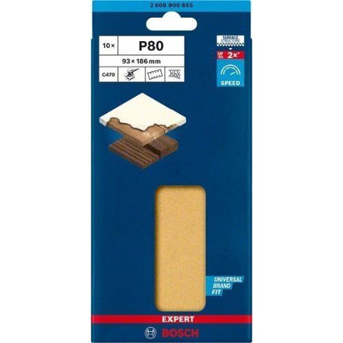  EXPERT C470 Schleifblatt mit 8 Löchern für Schwingschleifer Bosch EXPERT C470 Schleifpapier mit 8 Löchern für Schwingschleifer, 93 x 186 mm, G 80, 10-tlg., für Exzenterschleifer 12375561