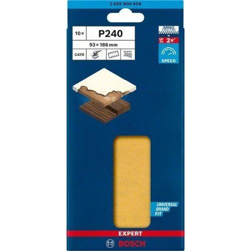  EXPERT C470 Schleifblatt mit 8 Löchern für Schwingschleifer Bosch EXPERT C470 Schleifpapier mit 8 Löchern für Schwingschleifer, 93 x 186 mm, G 240, 10-tlg., für Exzenterschleifer 12375555