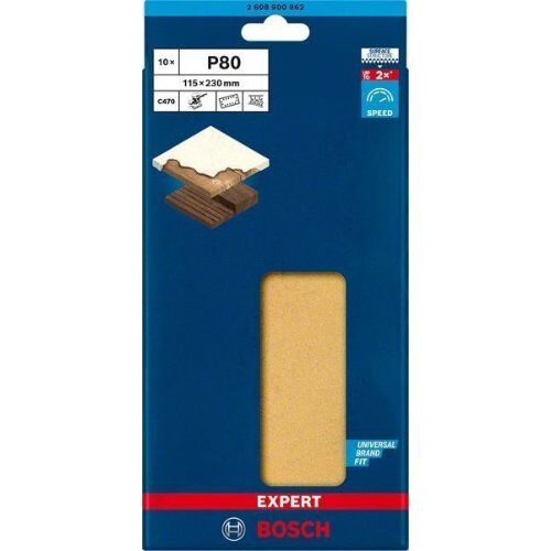  EXPERT C470 Schleifblatt mit 14 Löchern für Schwingschleifer Bosch EXPERT C470 Schleifpapier mit 14 Löchern für Schwingschleifer, 115 x 230 mm, G 80, 10-tlg., für Exzenterschleifer 12375581