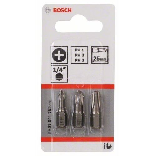  Extra Hard Schrauberbitpacks, Phillips Bosch Dreiteiliges Schrauberbit-Set, Extra Hard, für Bohrmaschinen 12376986