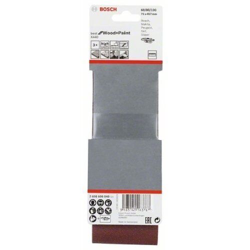  X440 Best for Wood and Paint Schleifbänder für Bandschleifer Bosch 3-tlg. Schleifband-Set X440, für Bandschleifer 12376718