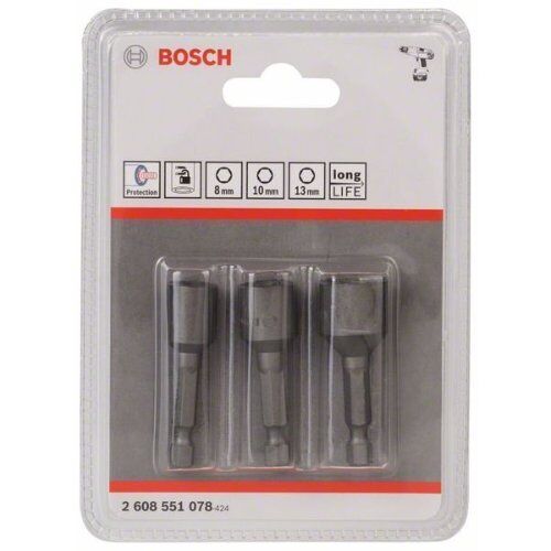  Schrauberbit- und Steckschlüssel-Sets 3-teilige Extra Hard Steckschlüssel-Sets für Sechskantschrauben Bosch 3-tlg. Steckschlüsselpack, 8/10/13 mm, für Bohrmaschinen 12372337
