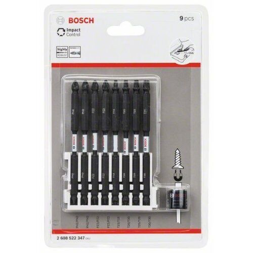  Schrauberbits Impact Control mit Doppelklinge, für Schrauben verschiedener Art, mit Magnethülse Bosch Impact Control Schrauberbit-Set, 9-tlg., für Schlagschrauber 12377042