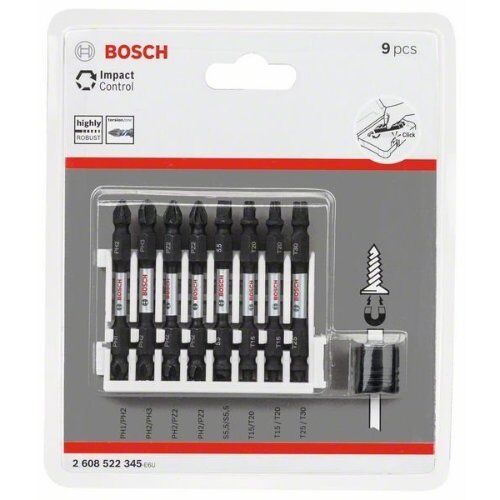  Schrauberbits Impact Control mit Doppelklinge, für Schrauben verschiedener Art, mit Magnethülse Bosch Impact Control Schrauberbit-Set, 9-tlg., für Schlagschrauber 12377041