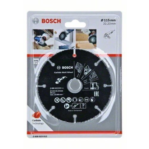  Carbide Multi Wheel Trennscheiben, 22,23-mm-Bohrung für kleine Winkelschleifer Bosch Trennscheibe Carbide Multi Wheel 115 mm, für kleine Winkelschleifer 12377334